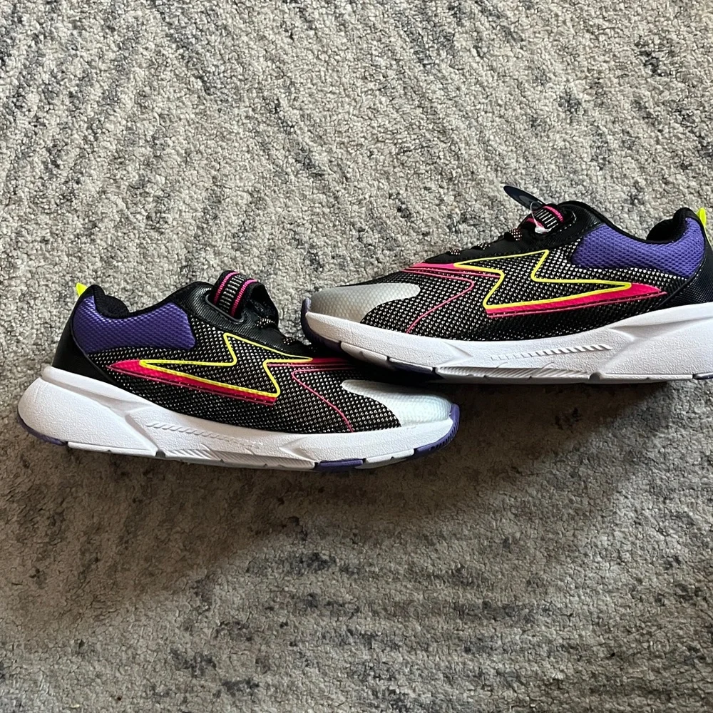Stride Rite Kids Black light up Sneakers with Pink & Neon Yellow Accents